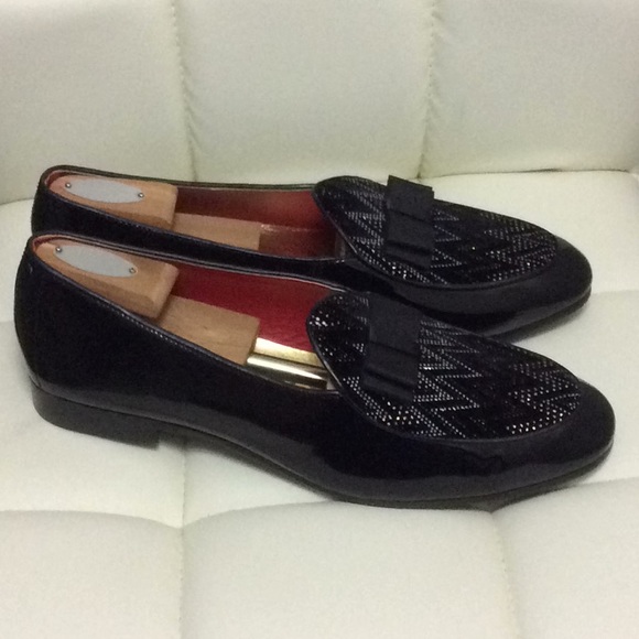 Men’s Black Leather Bow tie Loafers